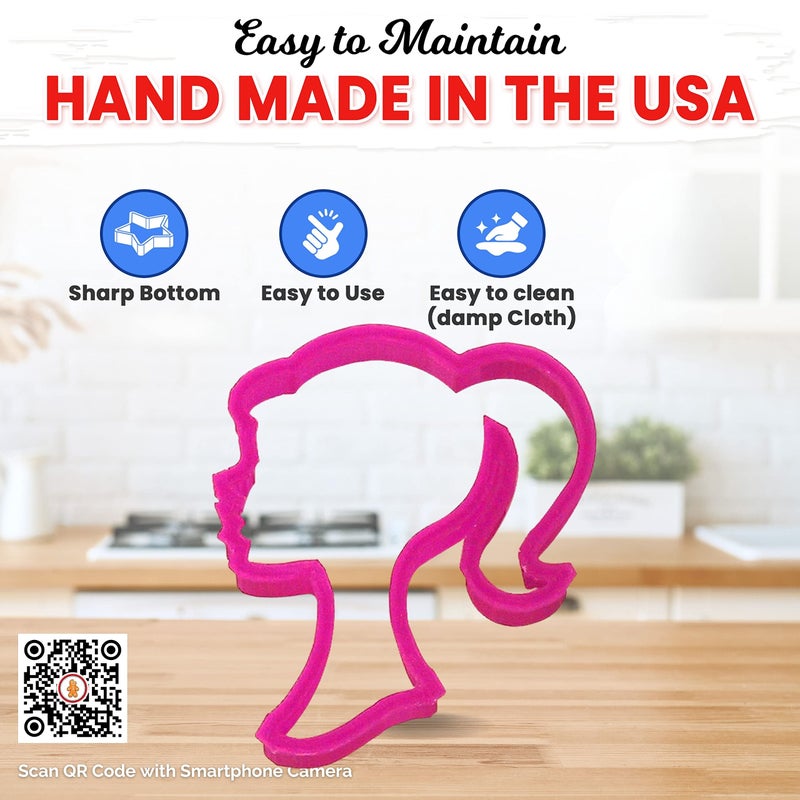 CookieCutter.com Doll Head Cookie Cutter 4 inch - Made with Food Safe 3D Plastic - Made in USA - Color May Vary - Image 4